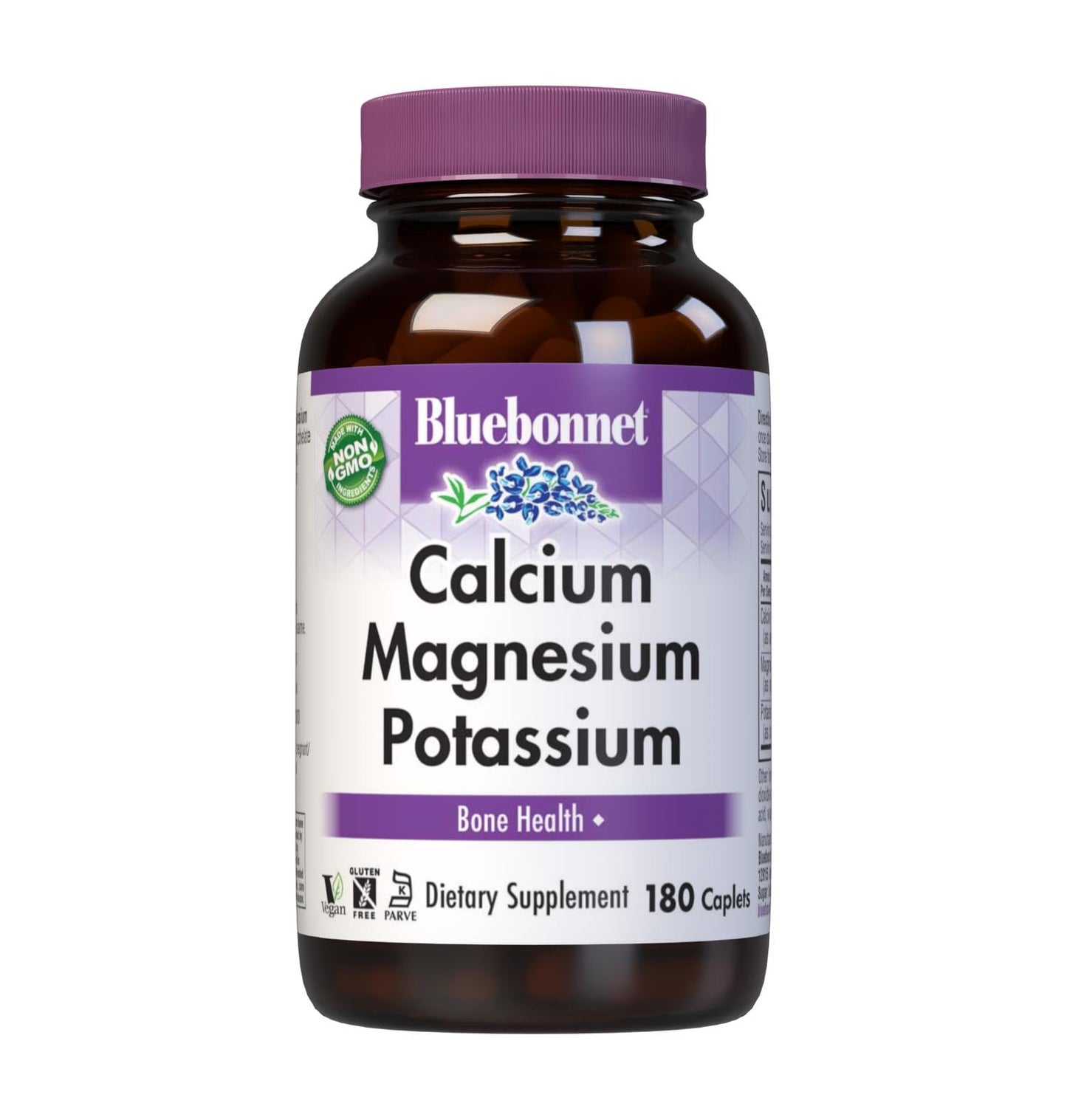 BlueBonnet Calcium Magnesium Potassium Supplement Caplets, 180 Count