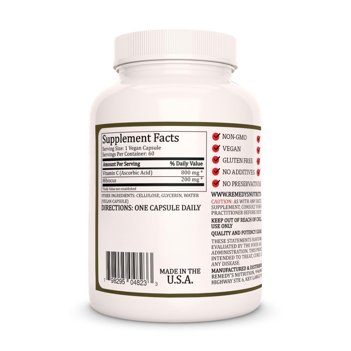 Remedy’s Nutrition Vitamin C with Hibiscus Capsule 60 Capsules