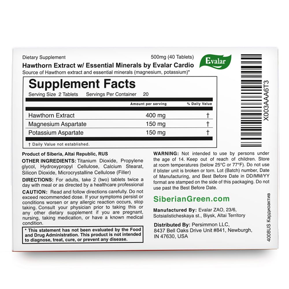 Evalar Hawthorn Cardio Tablets, 40 Count
