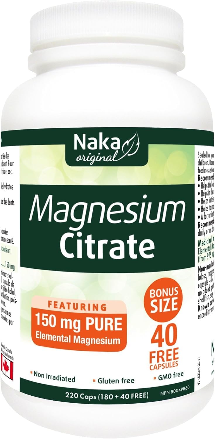 NAKA Magnesium Citrate Capsules, 220 Count