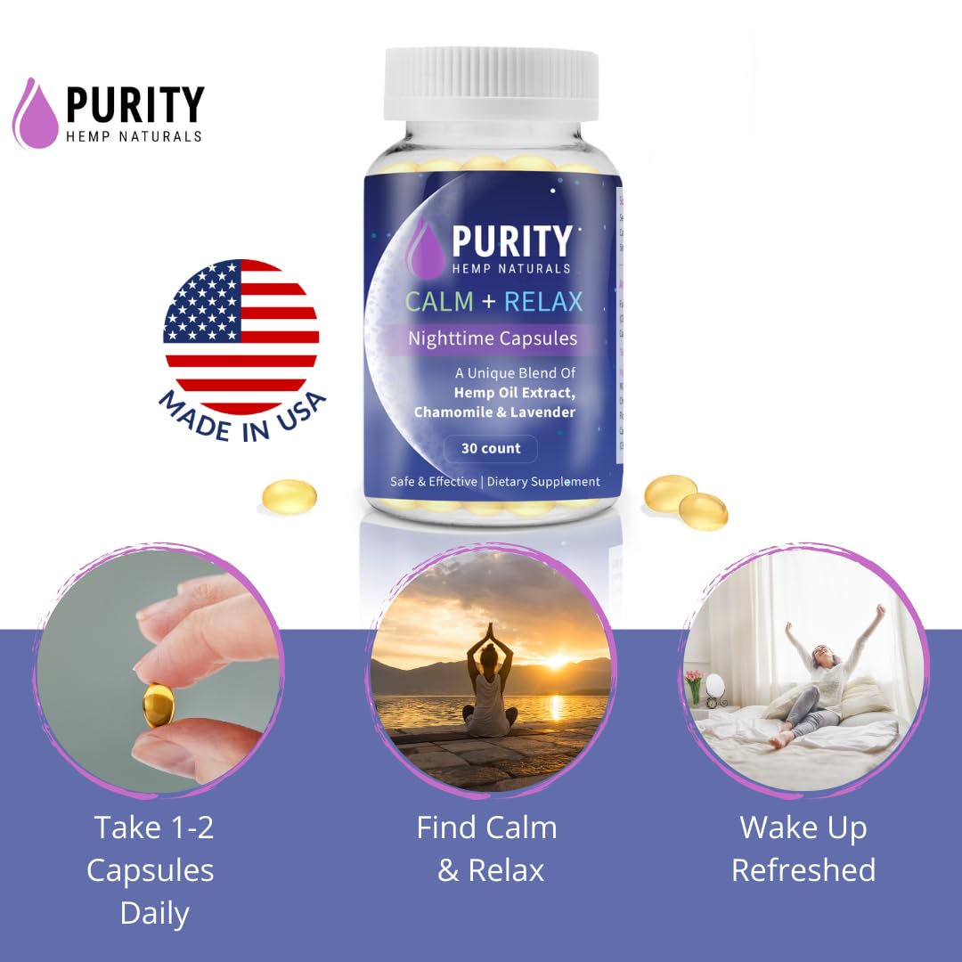 Generic Purity Hemp Naturals Calm + Relax Nighttime Softgels, 30 Count
