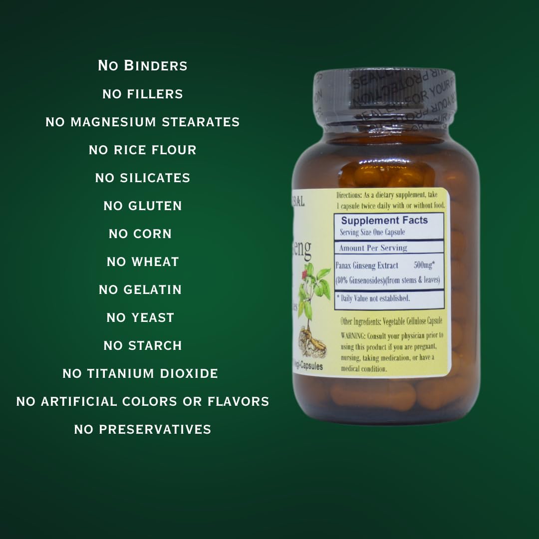 Barlowe's Herbal Elixirs Panax Ginseng Extract 80% Ginsenosides Powder 60