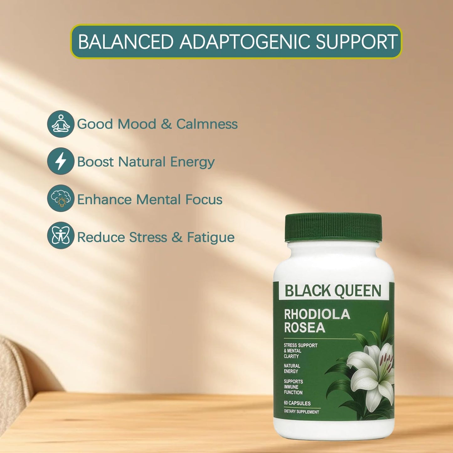 Nerve Savior Black Queen Rhodiola Rosea 500mg Capsules 60 Count
