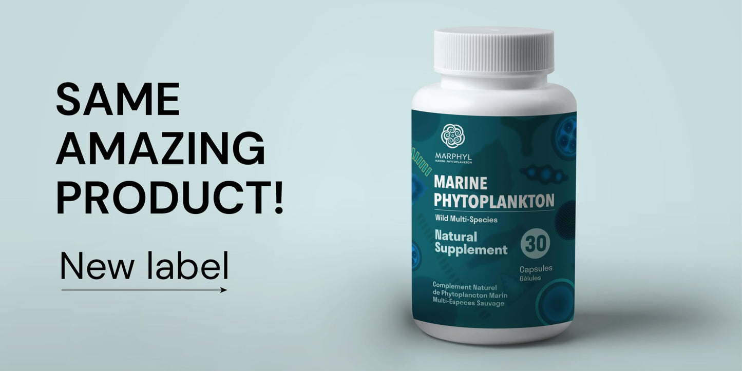 MARPHYL Marine Phytoplankton Wild Multi-Species Natural Supplement 150 mg per Capsule, 30 Count