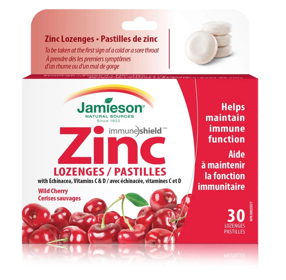 Jamieson Zinc Lozenges with Echinacea and Vitamin C, Cherry, 30 Count