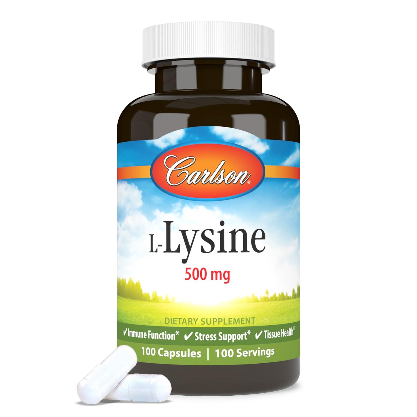 Carlson L-Lysine 500mg Capsules, 100 Count