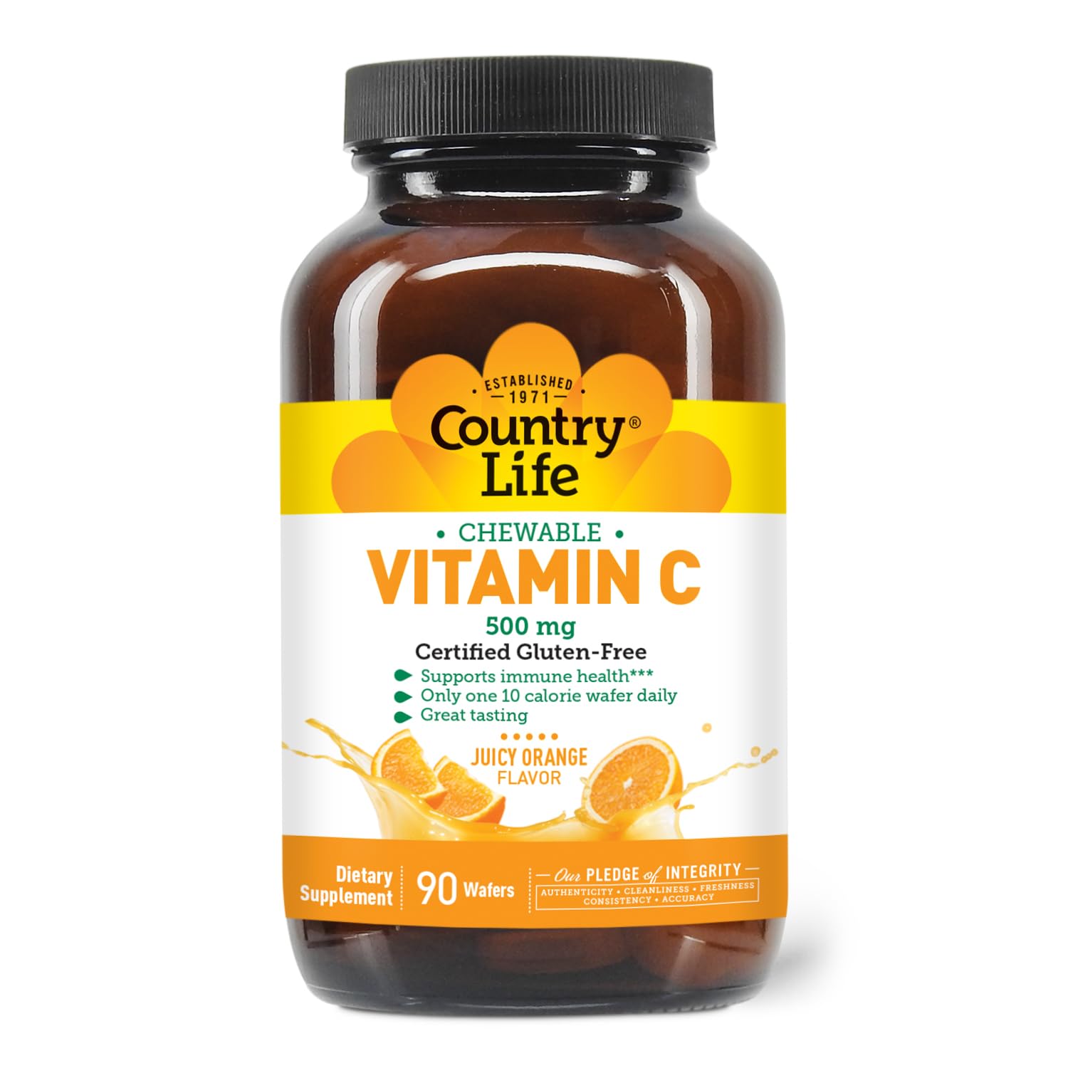 Country Life Chewable Vitamin C 500 mg Tablets, 90 Count