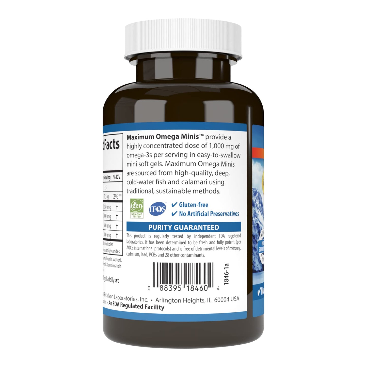 Carlson Maximum Omega Minis Softgels, 1000 mg Omega-3s, Lemon, 120 Count