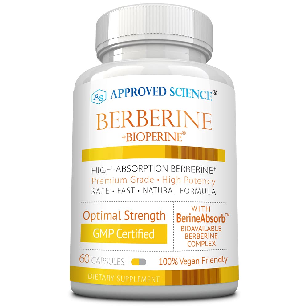 Approved Science Berberine 1000mg High Absorption Berberine Supplement with BioPerine, 60 Capsules