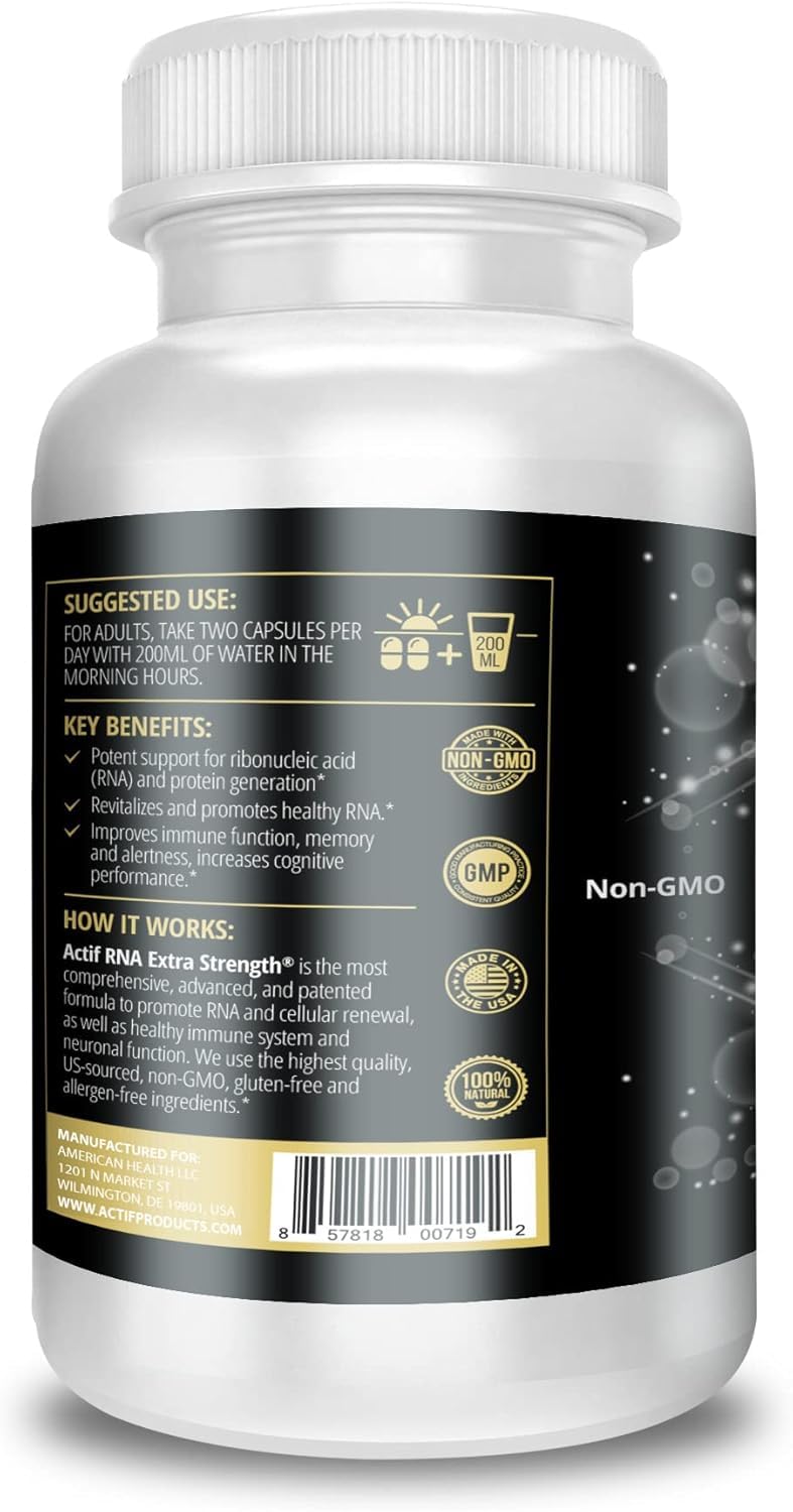 ACTIF RNA Extra Strength 1000 mg RNA Supplement with Memory and Immune Support, Capsule, 60 Count