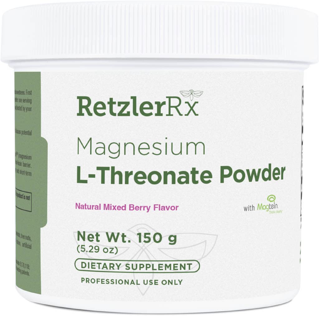 HormoneSynergy Magnesium L-Threonate Powder with Magtein - Brain-Supporting Magnesium Threonate Complex - Mixed Berry, Gluten-Free Supplement for Cognitive Health - 5.29 Ounce
