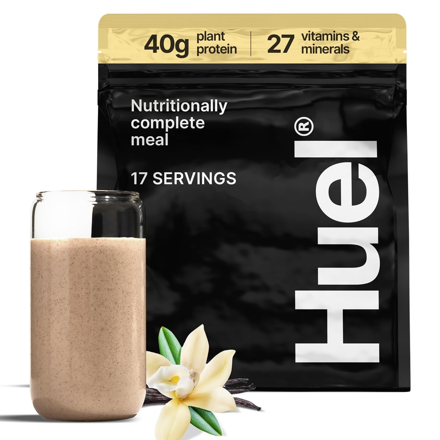 Huel Black Edition Vanilla 40g Vegan Protein Powder Meal Replacement, 54 Servings