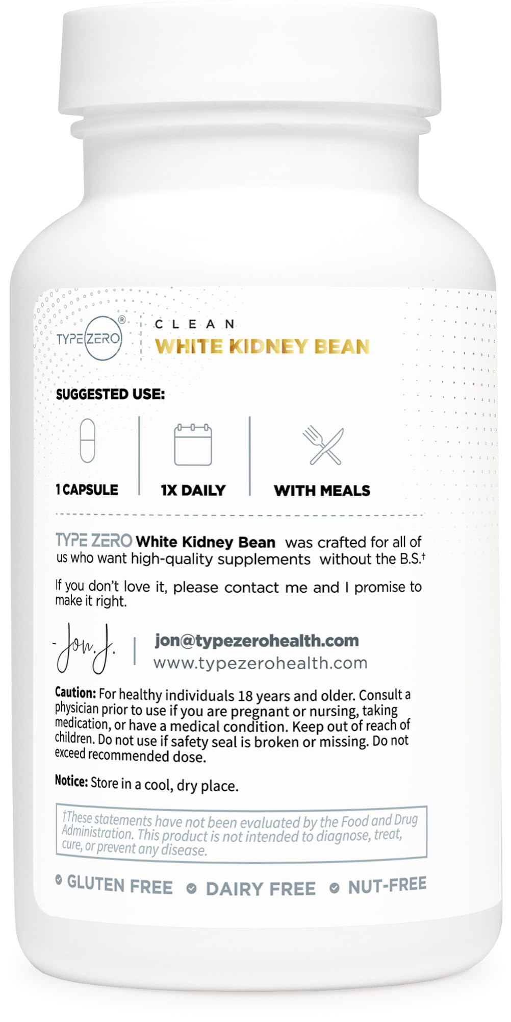 Type Zero Clean White Kidney Bean Extract Capsules 90 Count