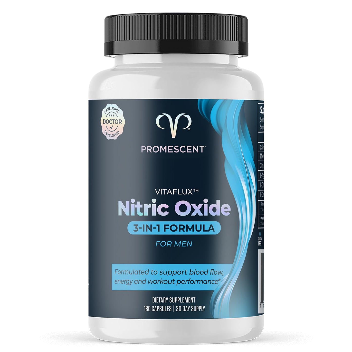 Promescent VitaFLUX Nitric Oxide Supplements for Men, Fast Acting Male Enhancing Pills for Stamina, Size & Performance, L-Arginine L-Citrulline L-Carnitine, Capsules, 180 Count