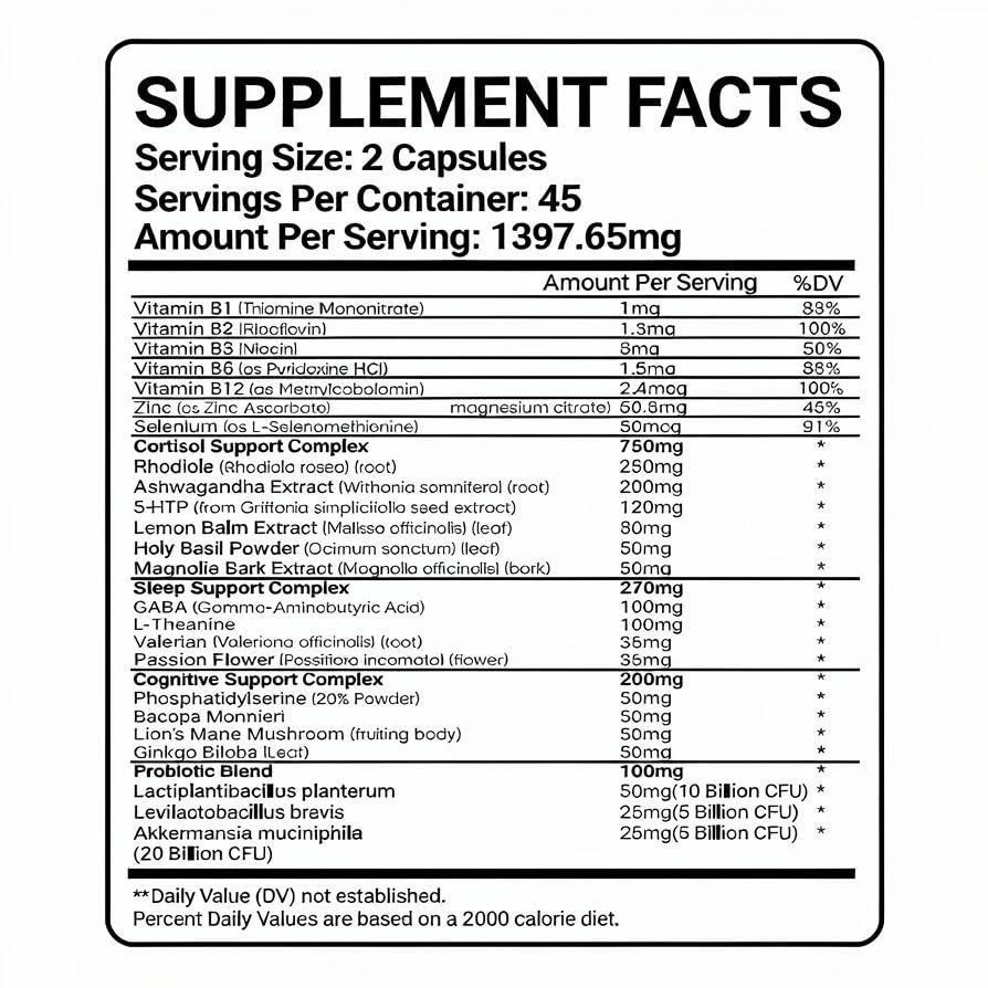 Efioist Cortisol Supplement Capsules 90 Count