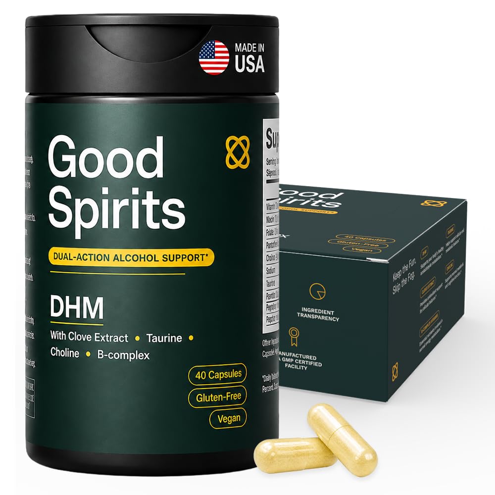 Attune Rx Good Spirits DHM Alcohol Aid – Dual-Action Pre- & Post-Drinking Support Capsules, 40 Count