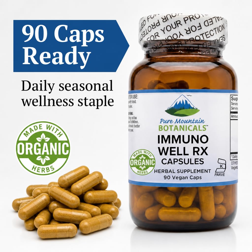 Pure Mountain Botanicals Immuno Well Immune Support Supplement Capsules, 90 Count