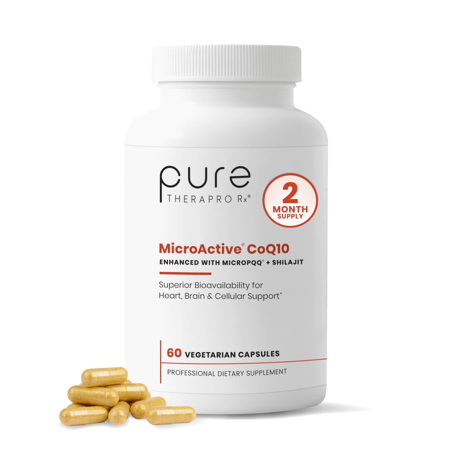 Pure Therapro Rx MicroActive CoQ10, MicroPQQ & Shilajit Capsules, 60 Count