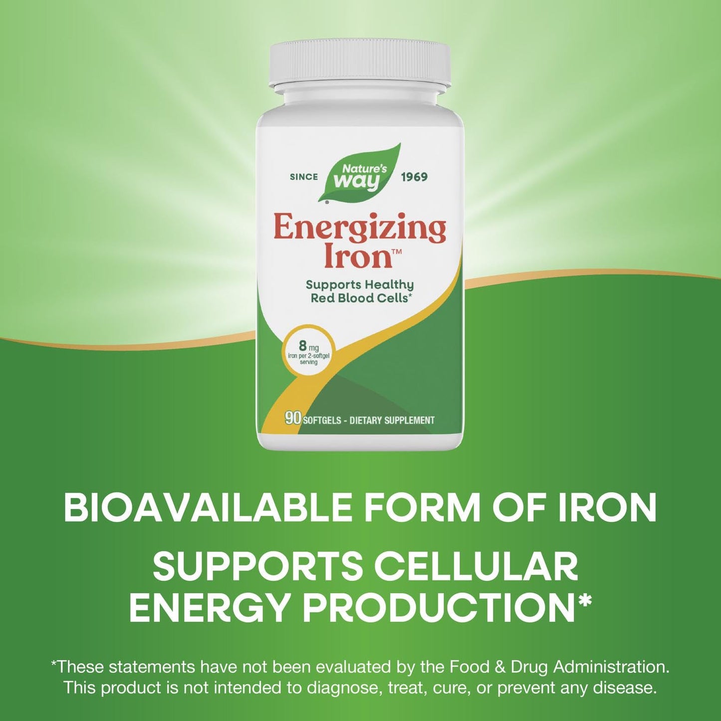 Nature's Way Energizing Iron - Red Blood Cell Support Softgels, 90 Softgels