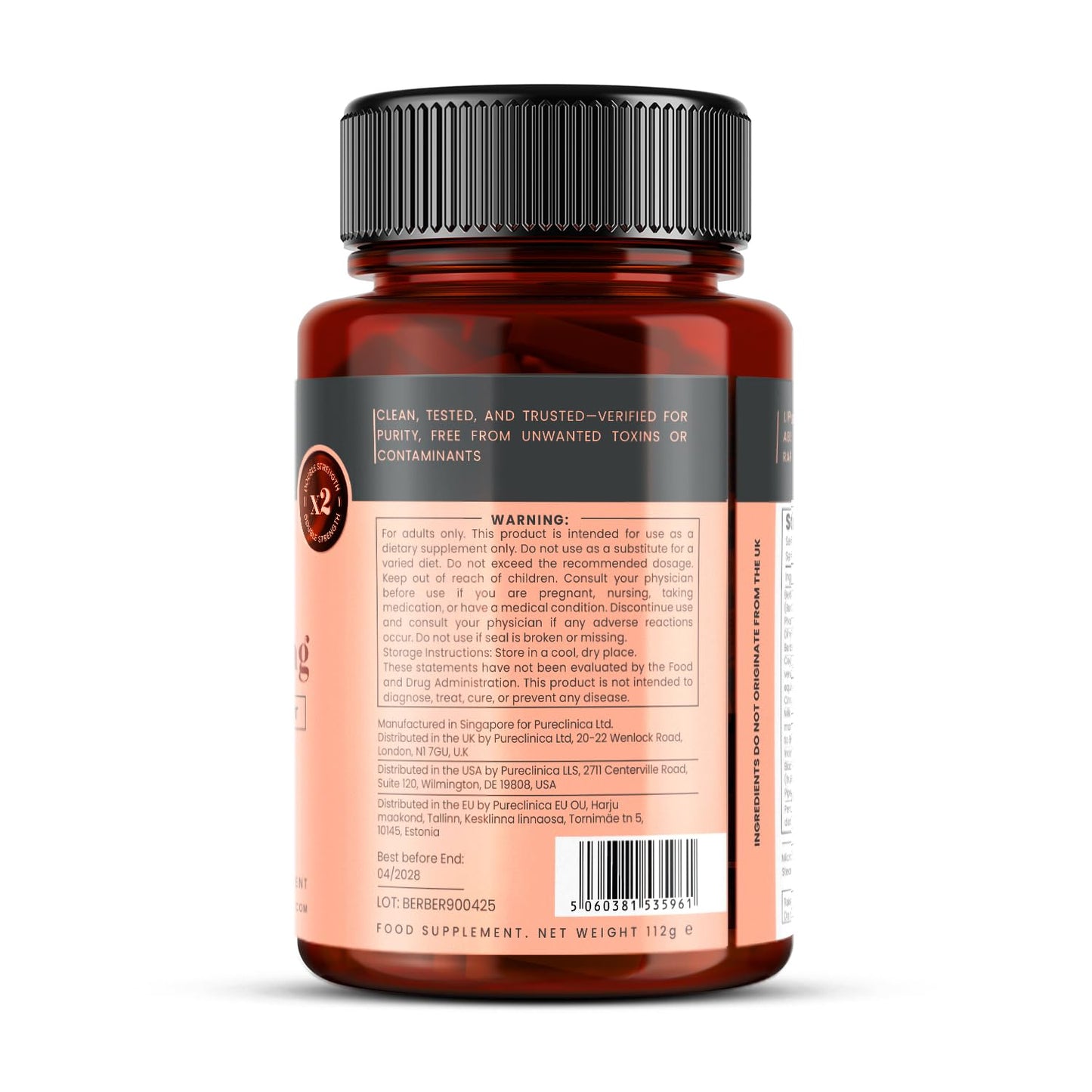 pureclinica Double Strength Berberine Complex Caplets 180