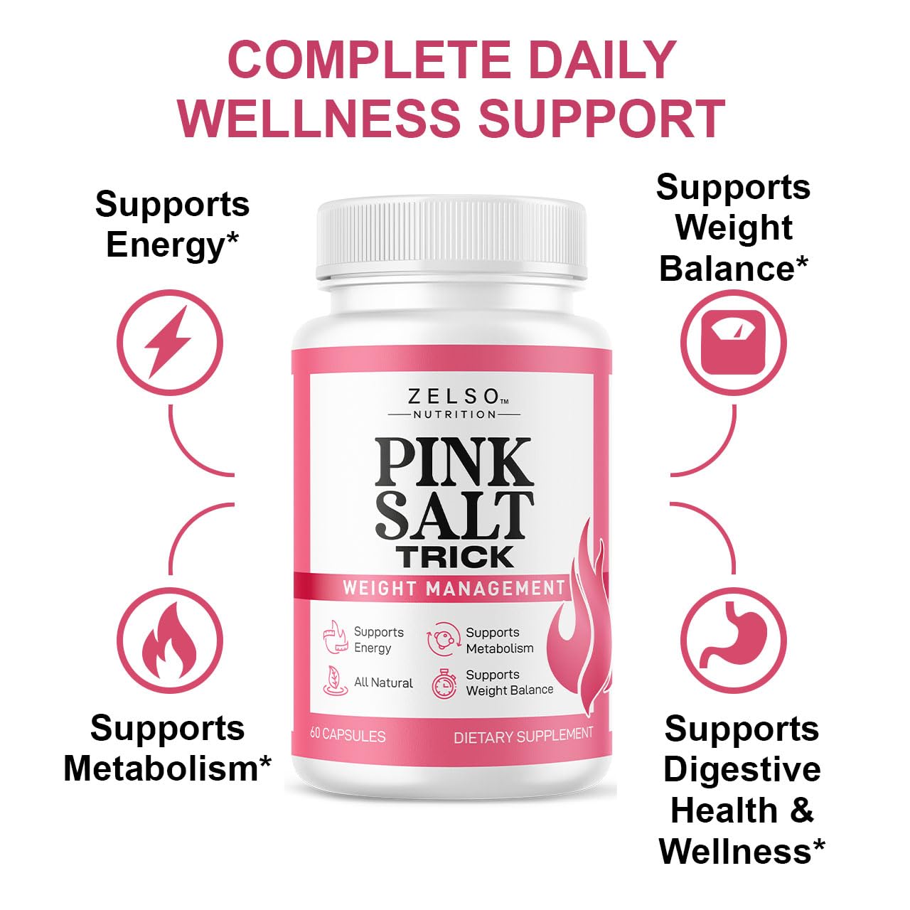 ZELSO Pink Salt Trick Capsules 180 Count