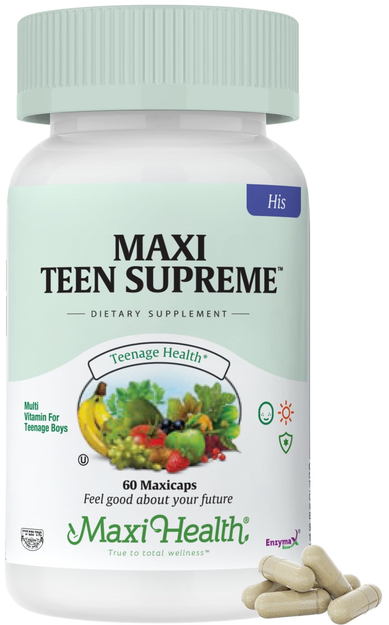 Maxi Health Teen Vitamins for Boys 12-17, Teen Multivitamin 60 Capsules