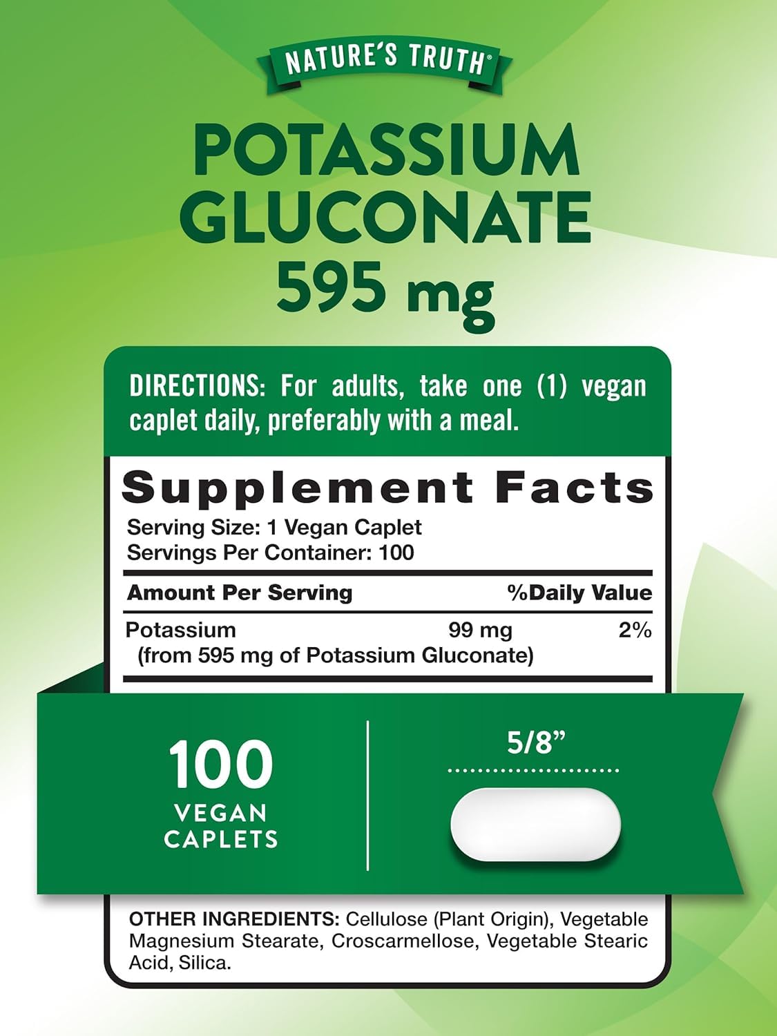 Nature's Truth Potassium Gluconate 595 mg Capsules 300