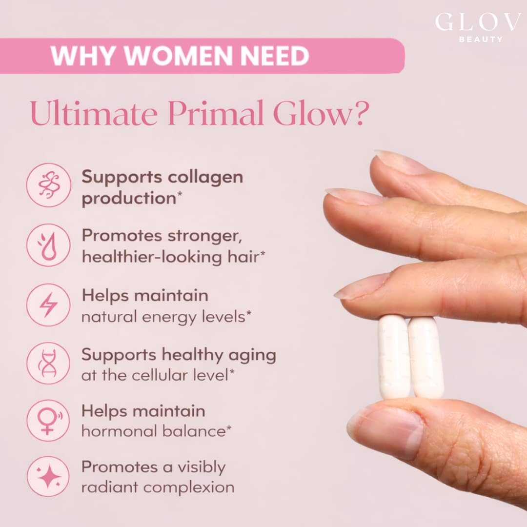 Glov Beauty Ultimate Primal Glow Grass-Fed Beef Organ Supplement Capsule, 60 Capsules