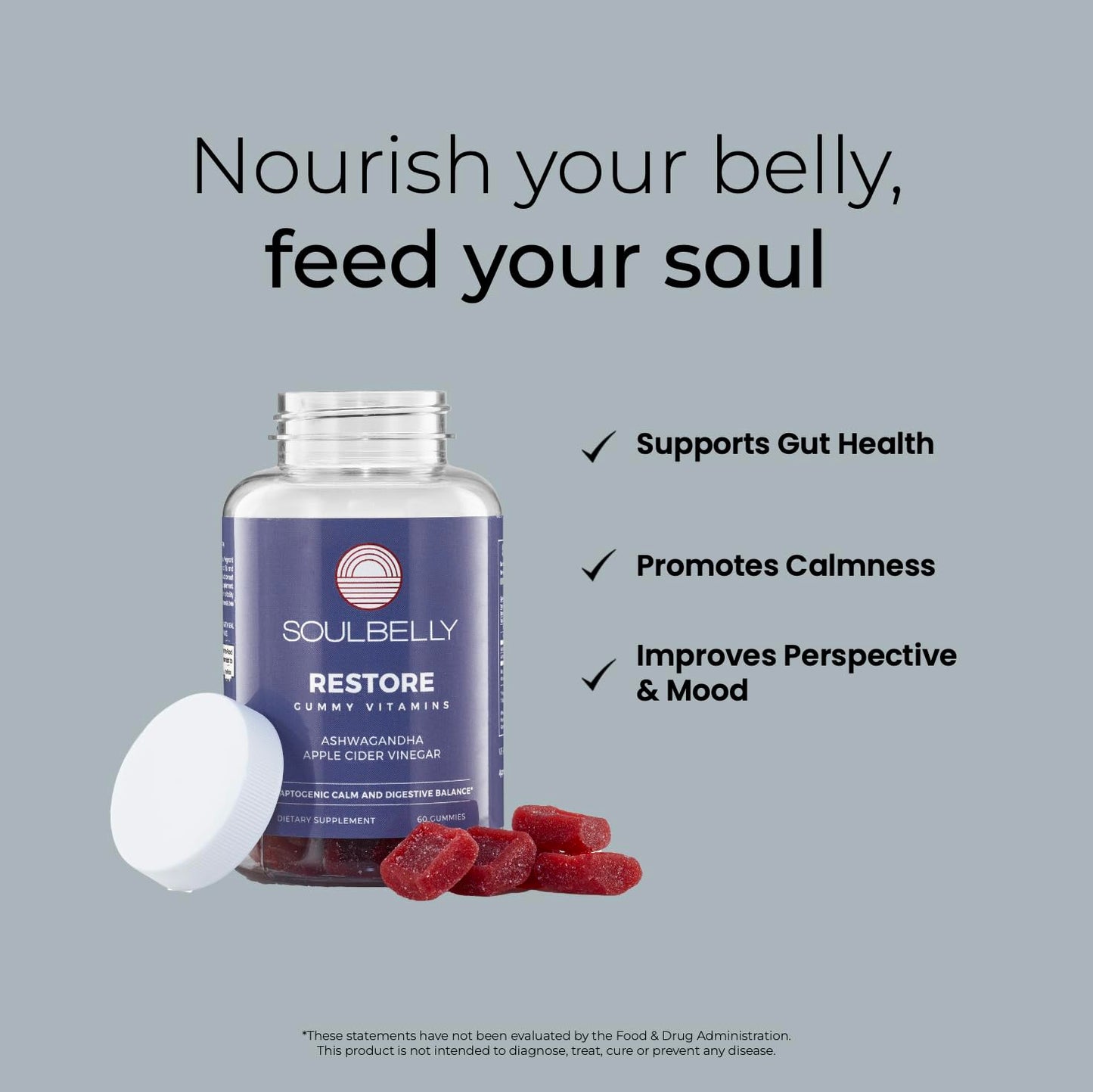 SOULBELLY Ashwagandha + Apple Cider Vinegar Gummies 60 Count
