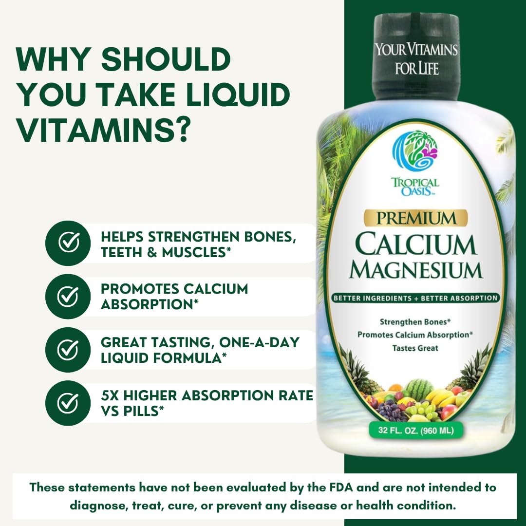 Tropical Oasis Calcium Magnesium Citrate with Boron & Vitamin D3, 32 Capsules