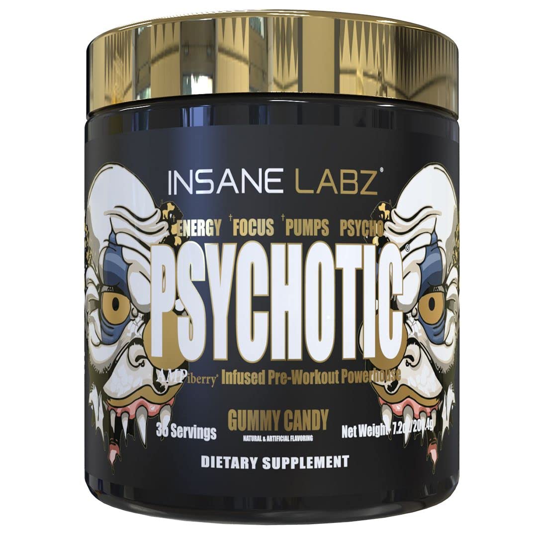 Insane Labz Psychotic Gold and Insane Veinz Gold Pre Workout Nitric Oxide Booster Stack Powder 13.1 Ounce
