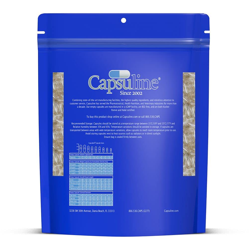 Capsuline Clear Size 1 Empty Vegetarian Capsules, 5000 Count