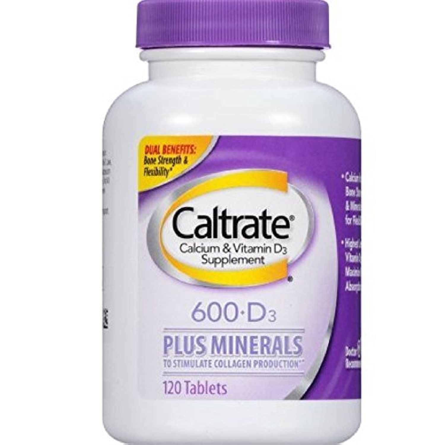 Caltrate Calcium & Vitamin D Plus Minerals, 600+D3 Tablets, 120 Count