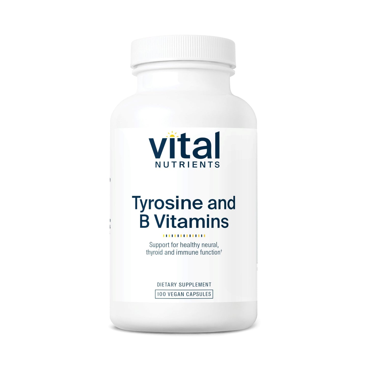Vital Nutrients Tyrosine and B Vitamins - Thyroid, Immune, and Nerve Support Formula - Adrenal Support Complex Capsule 100 Capsules