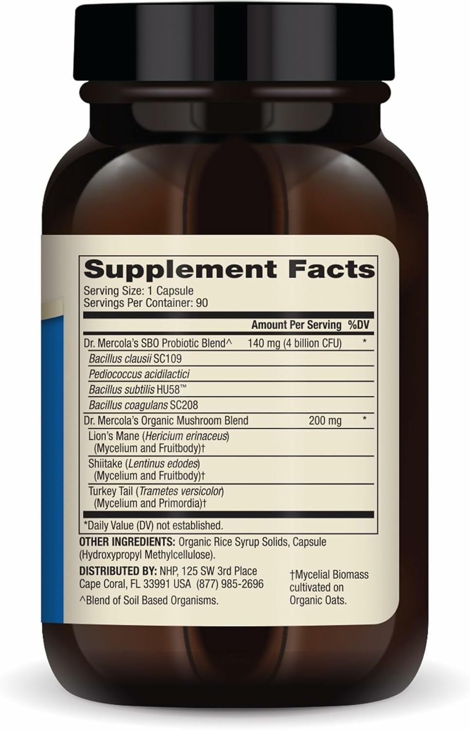 Dr. Mercola Complete Probiotics SBO 4 Billion CFU for Gut Health Supports Healthy Immune Function Non-GMO Gluten-Free Soy-Free 90 Capsules