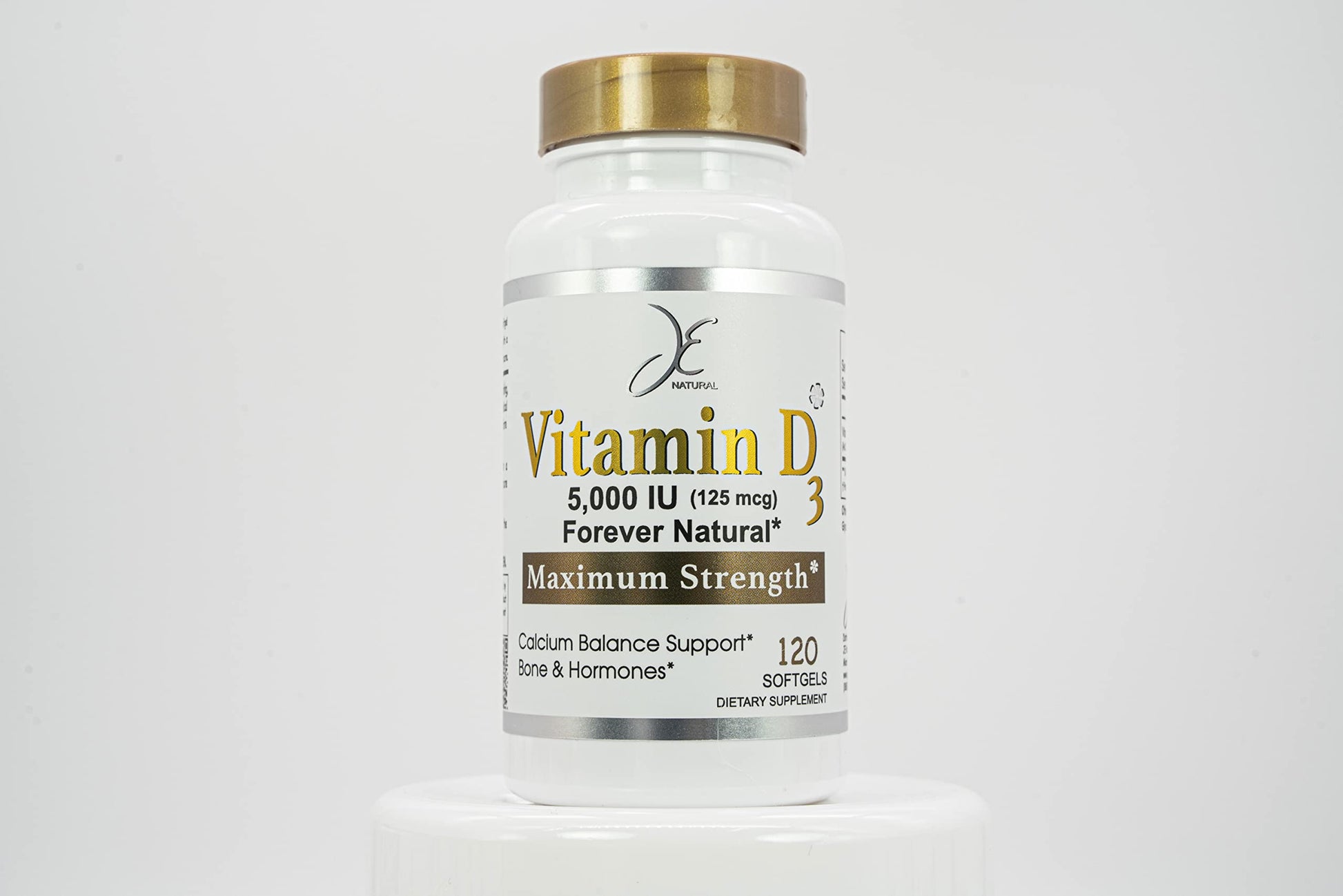Generic JE Natural Vitamin D3 5,000 IU (Cholecalciferol) Softgels 120 Count