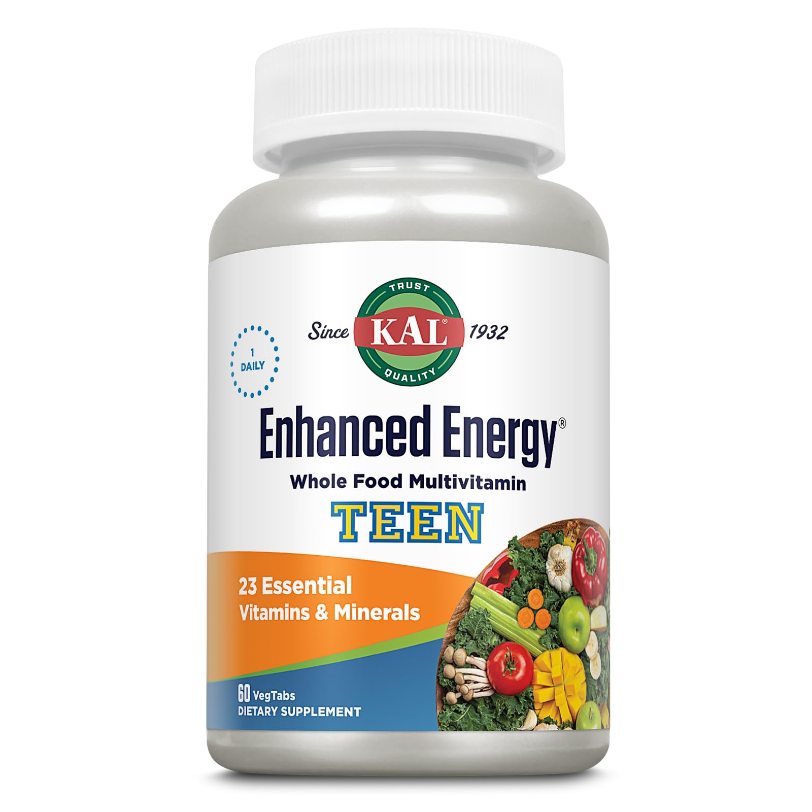 KAL Teens Enhanced Energy Multivitamin with Iron, Vegetarian Tablet, 60 Tablets