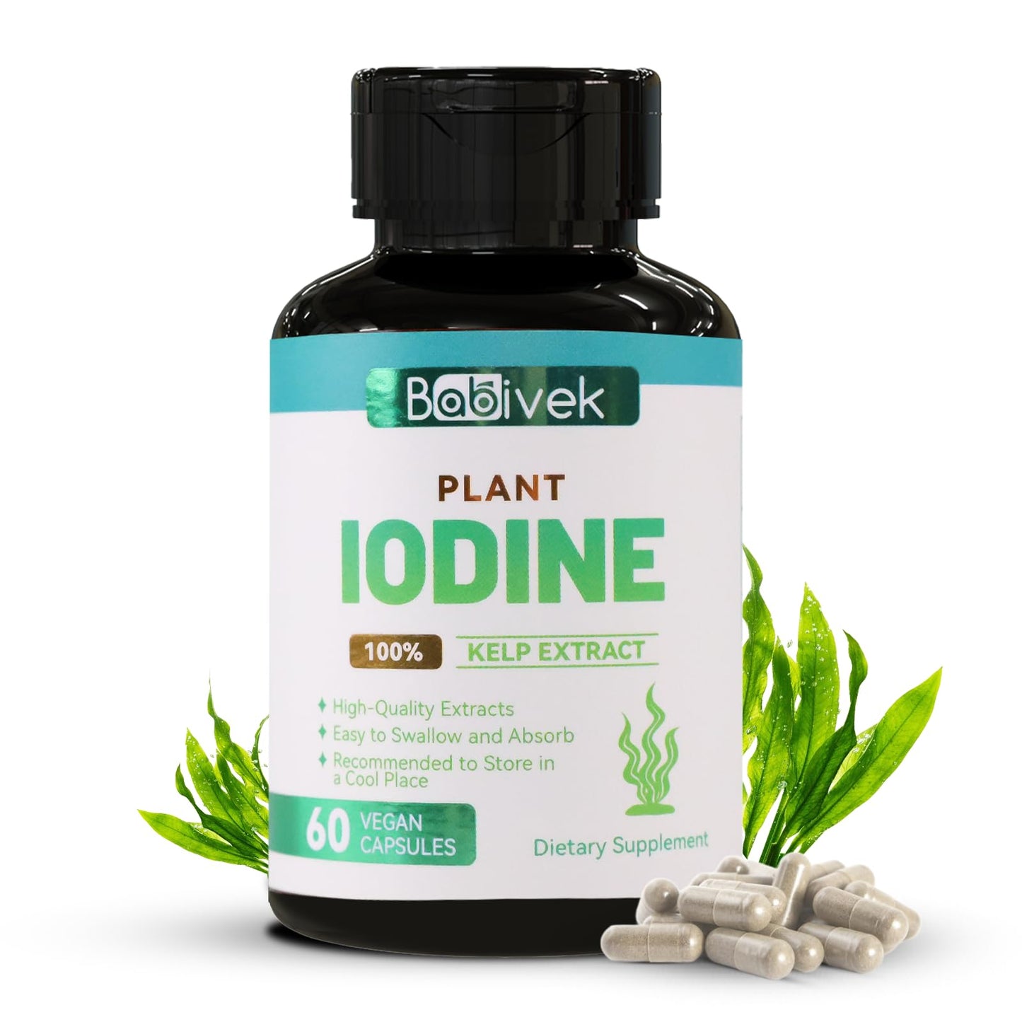 Babivek Iodine Supplement from Sea Vegetable Complex, 60 Vegan Capsules