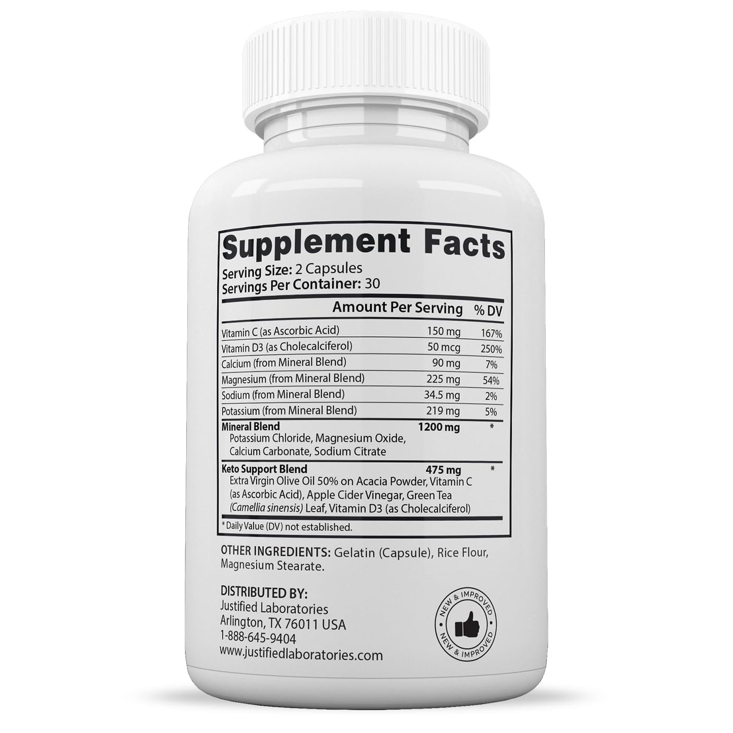 Justified Laboratories Lifestyle Extreme Keto Pills 1675MG Capsules 180 Capsules