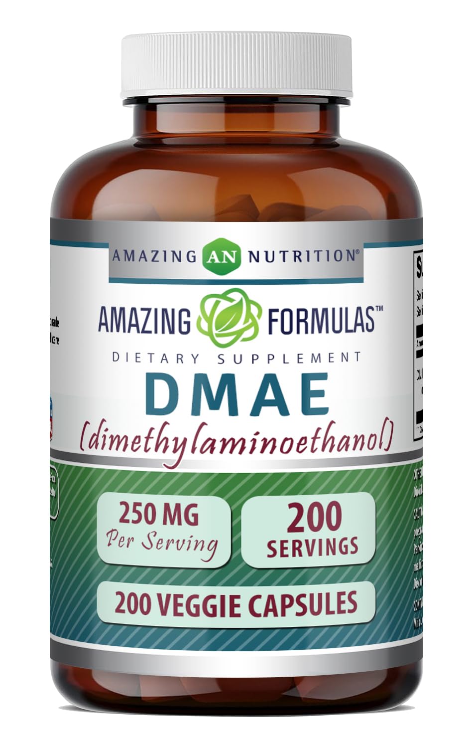 Amazing Nutrition DMAE Supplement 250 mg Capsules, 200 Count