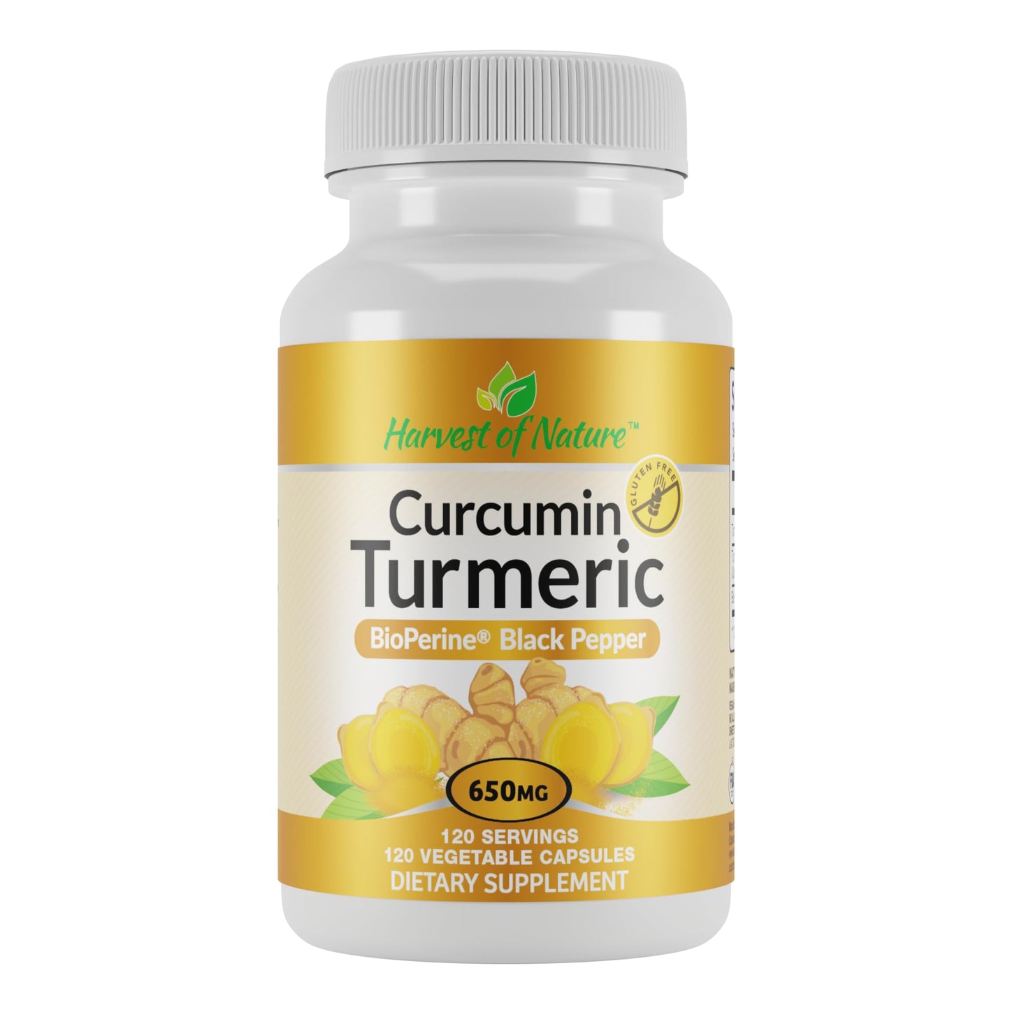 Harvest of Nature Organic Turmeric Curcumin Supplement, 120 Capsules