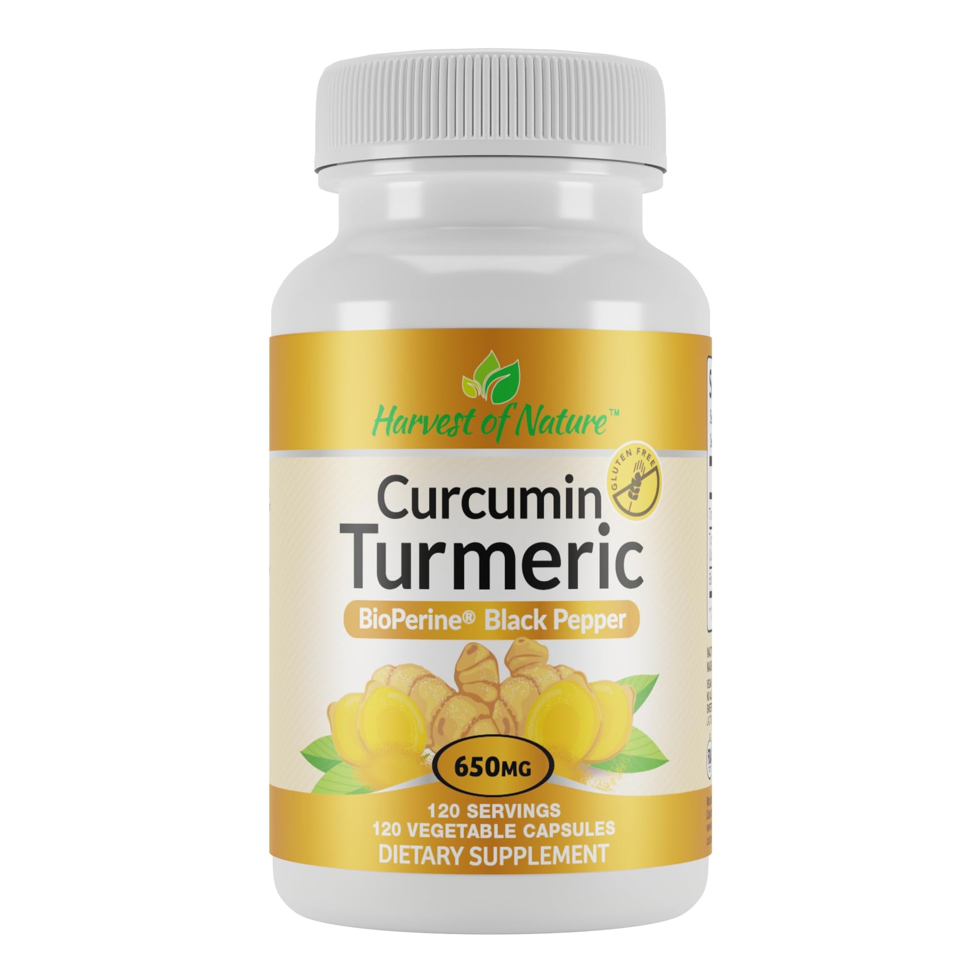 Harvest of Nature Organic Turmeric Curcumin Supplement, 120 Capsules