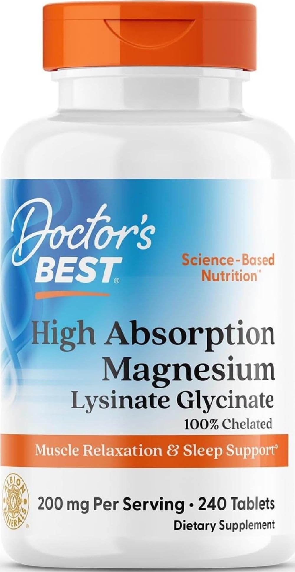 Doctor's Best High Absorption Magnesium Glycinate Lysinate, 240 Tablets