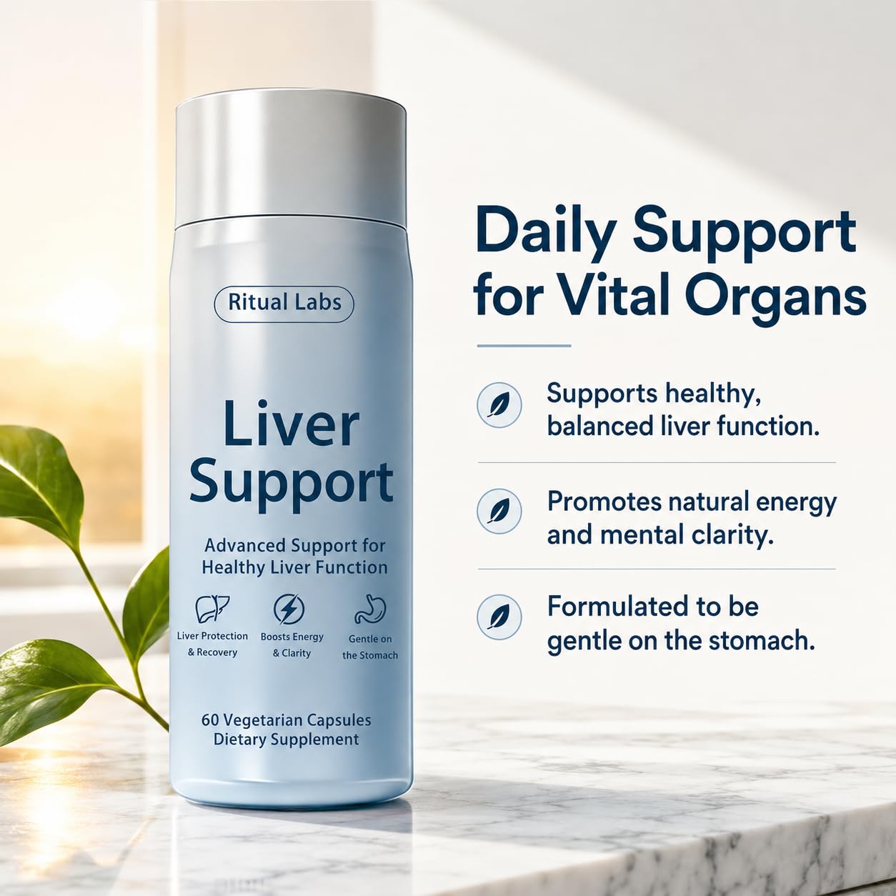 LANZF Ritual Labs Liver Support Milk Thistle Liver Support Supplement Capsule 60 Capsules