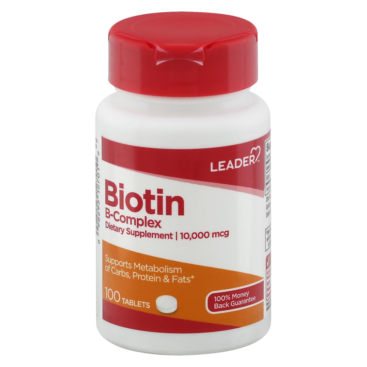 Leader Biotin Tablets 10,000 Mcg 100 Count
