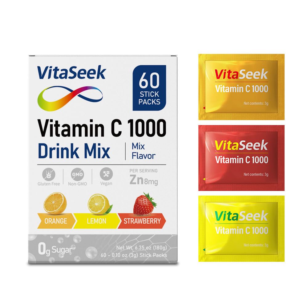 VitaSeek 1000mg Vitamin C Powder, 60 Packets