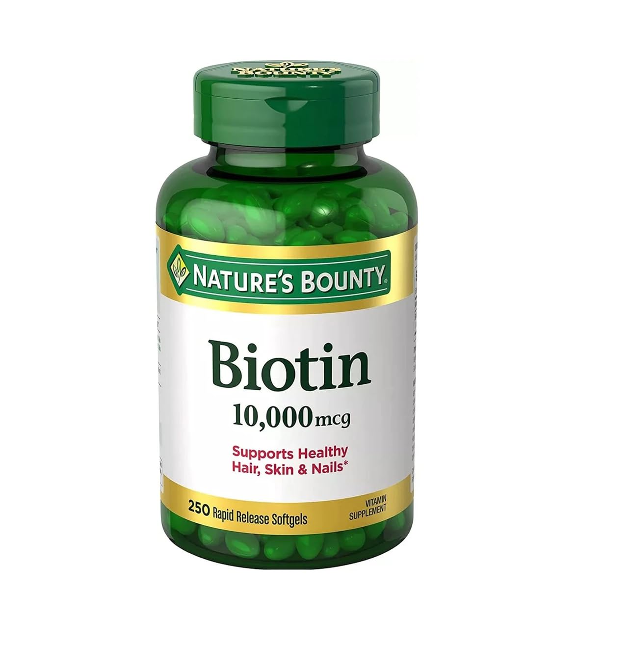 Nature's Bounty Biotin 10,000 mcg Softgels, 250 Count