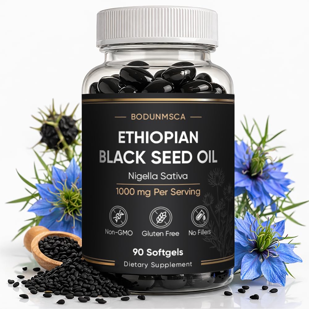 BODUNMSCA Ethiopian Black Seed Oil 1000mg, 90 Softgels