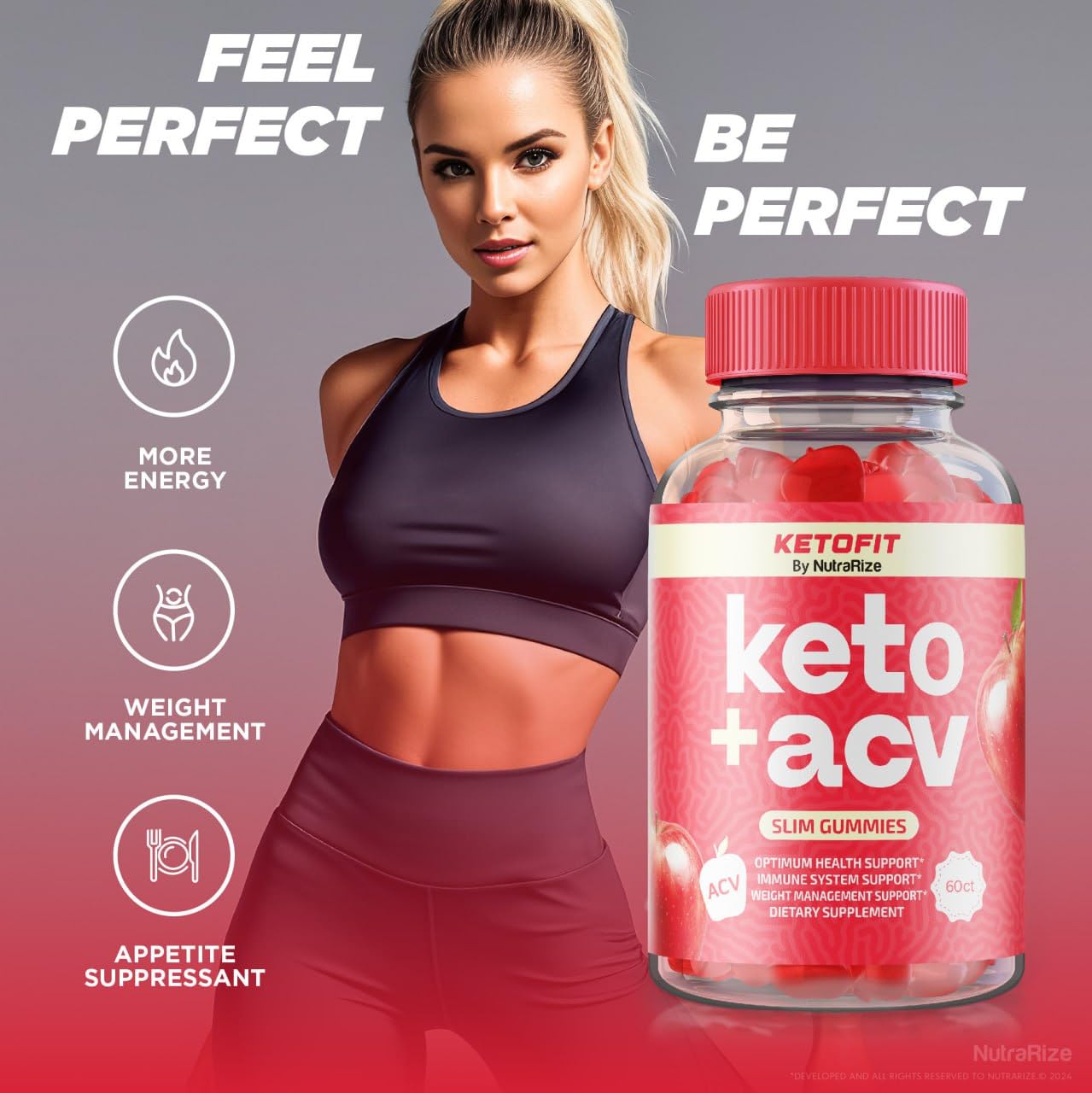 NutraRize Ketofit Advanced Formula for Weight Loss Premium Keto ACV Formula Gummies, 120 Gummies