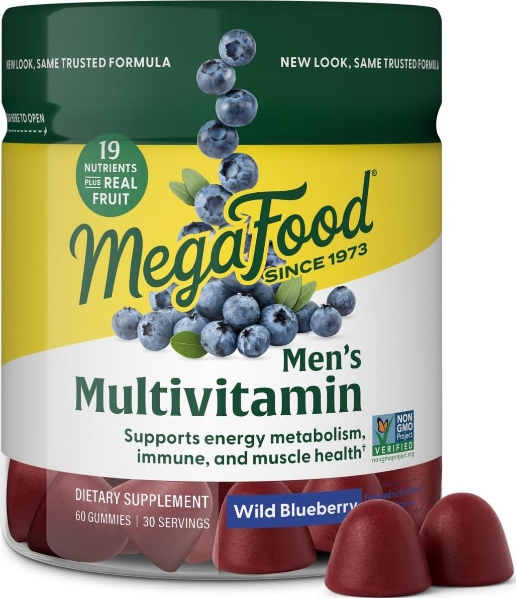 MegaFood Multivitamin Men's Wild Blueberry Gummy, 60 Count